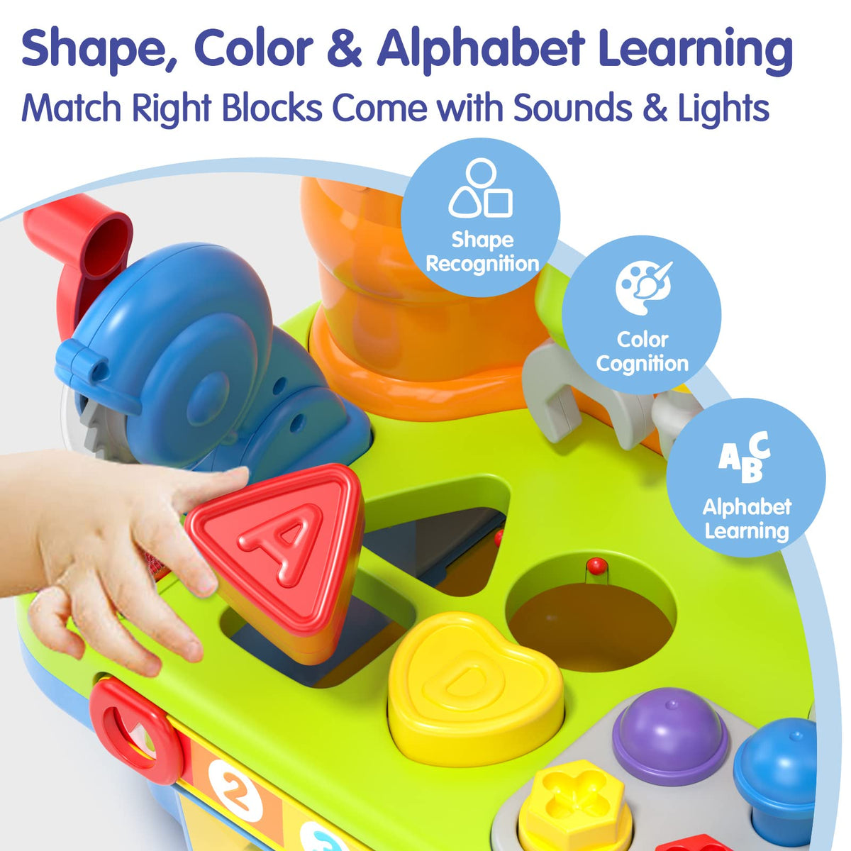SunnyPal Toys for 1 Year Old Boy Birthday Gift, 9 in 1 Multifunction Music Workbench Learning Toy