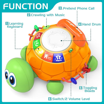 Baby Toys 6 to 12 Months, Musical Turtle Crawling Baby Toys for 12-18 Month, Early Learning