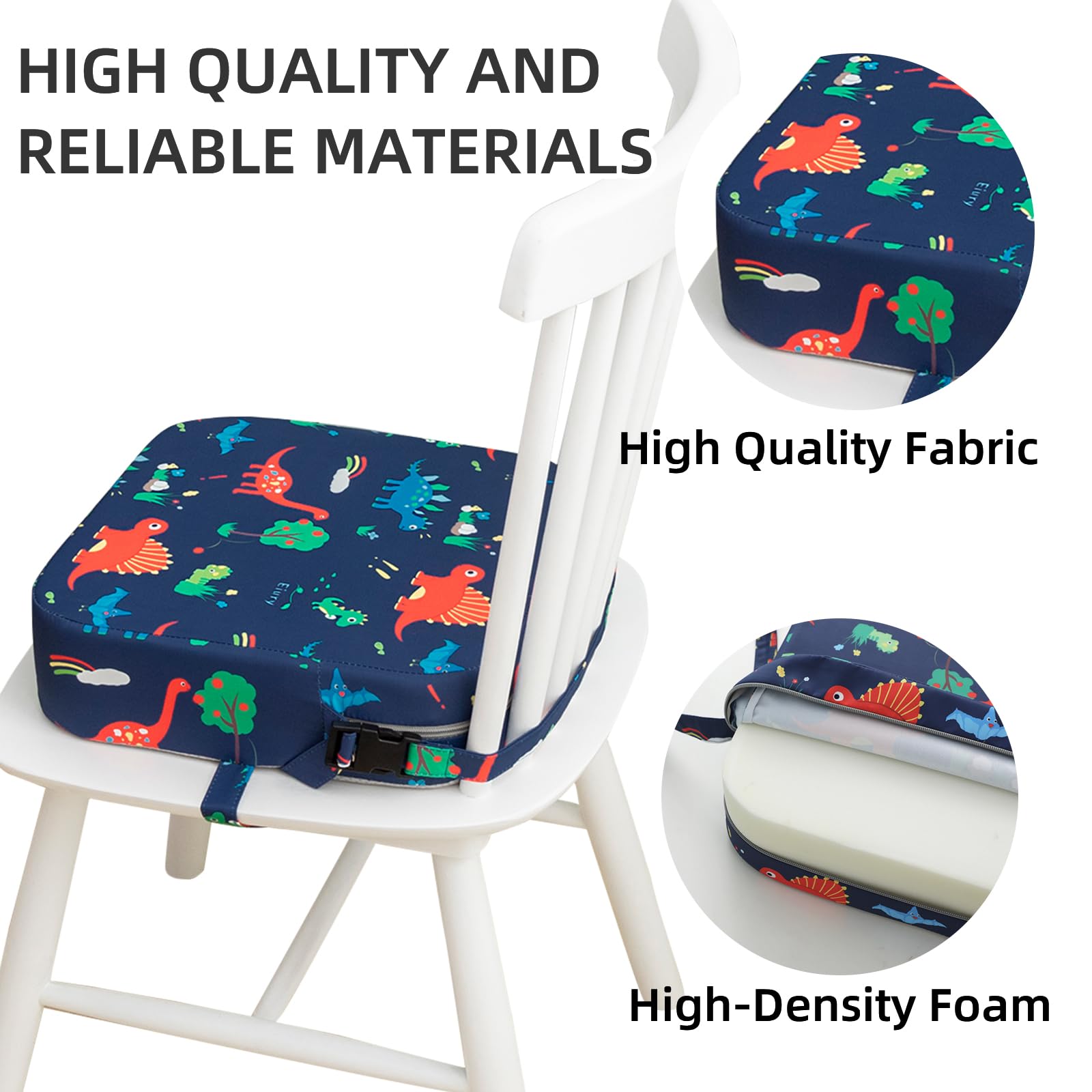 Eiury Toddler Booster Seat for Dining Table, Portable Kids Booster Seat with Safety Buckles