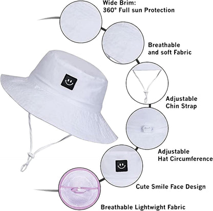 55cube Toddler Sun Hat Beach Bucket Hat for Girls Boys Toddlers