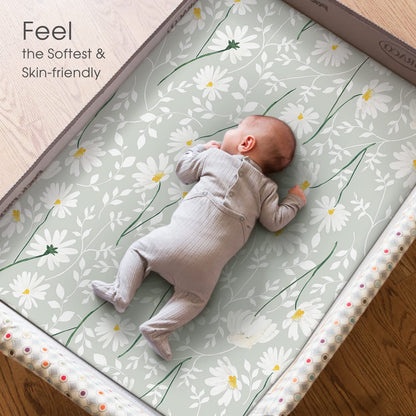 GRSSDER Stretchy Ultra Soft Jersey Knit Fitted Pack n Play Sheets Set 2 Pack, Universal Fitted
