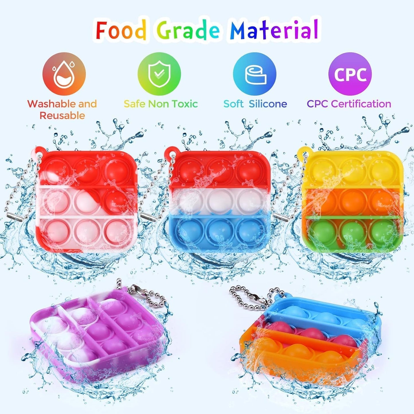 50pcs 2in Random Pop Bubble Fidget Sensory Toys, Pop Toy Bulk for Party Favor, Classroom Student