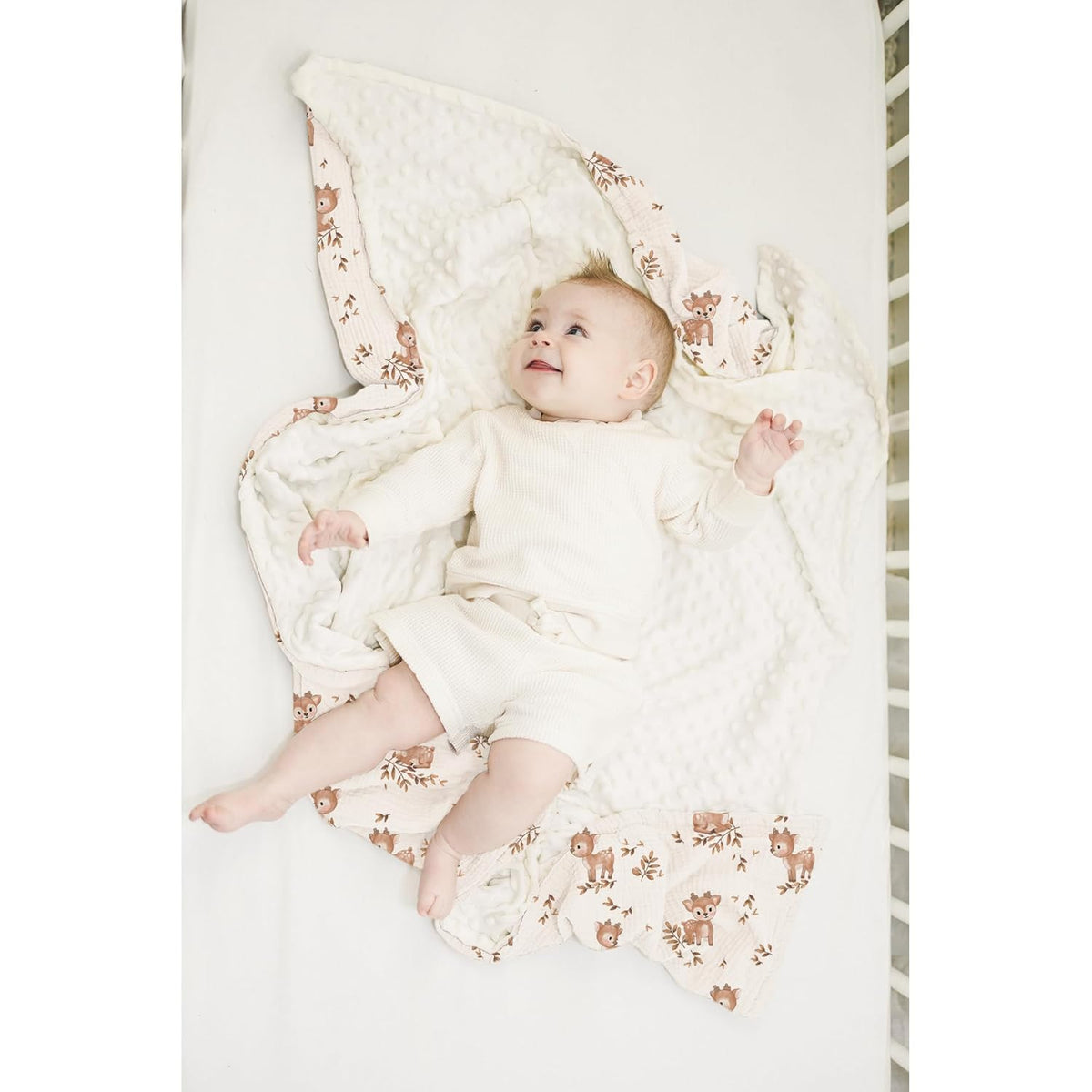 Konssy Baby Blankets for Unisex Boys Girls, Super Soft Nursery Minky Blankets with Muslin Cotton