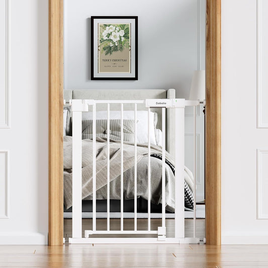 BABELIO Baby Gate for Doorways and Stairs, 26-31" Pet Gate with Wide Walk Thru Door and Lock