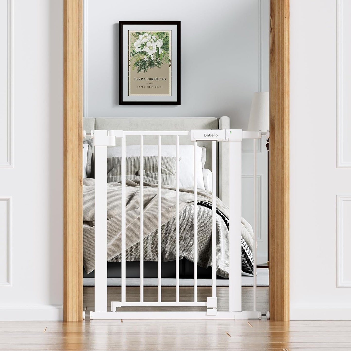 BABELIO Baby Gate for Doorways and Stairs, 31-36" Pet Gate with Wide Walk Thru Door and Lock