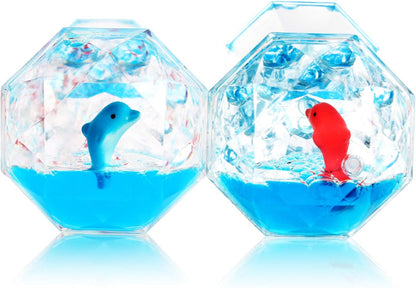 YUE MOTION Liquid Motion Bubbler Floating Sea Creatures, Diamond Shaped Liquid Timer for Fidget