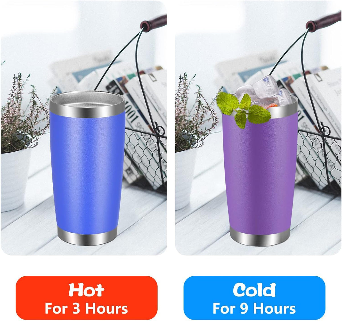 VEGOND 20oz Tumbler with Lid and Straw Stainless Steel Tumbler Cup Bulk Vacuum Insulated Double