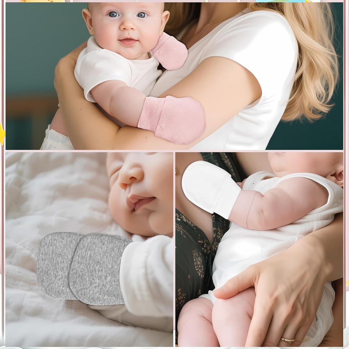No Scratch Baby Mittens Newborn Infant Toddler Mittens Soft Elastic Wrist Gloves Mitten for 0-6