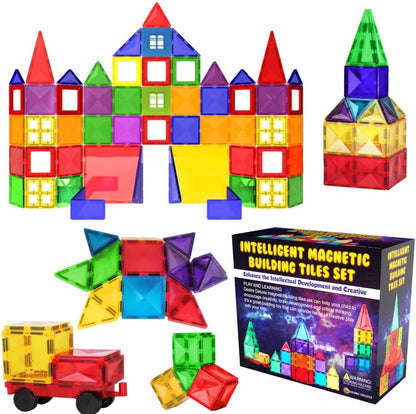 Desire Deluxe Magnetic Tiles Blocks Building Set for Kids – Learning Educational Toys for Boys
