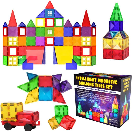 Desire Deluxe Magnetic Tiles Blocks Building Set for Kids – Learning Educational Toys for Boys