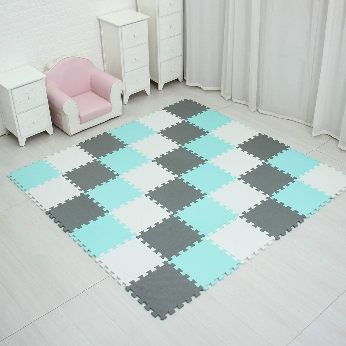 MQIAOHAM® 18 Pieces Puzzle Play Mats, Soft Baby Play Mat, Kids Interlocking Foam Floor Tiles
