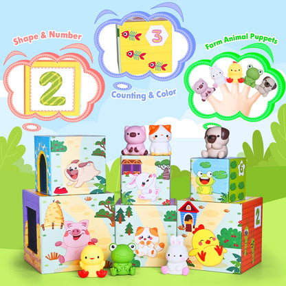 Toddler Farm Animal Sorting and Stacking Toys Gifts for 1-3 Year Olds