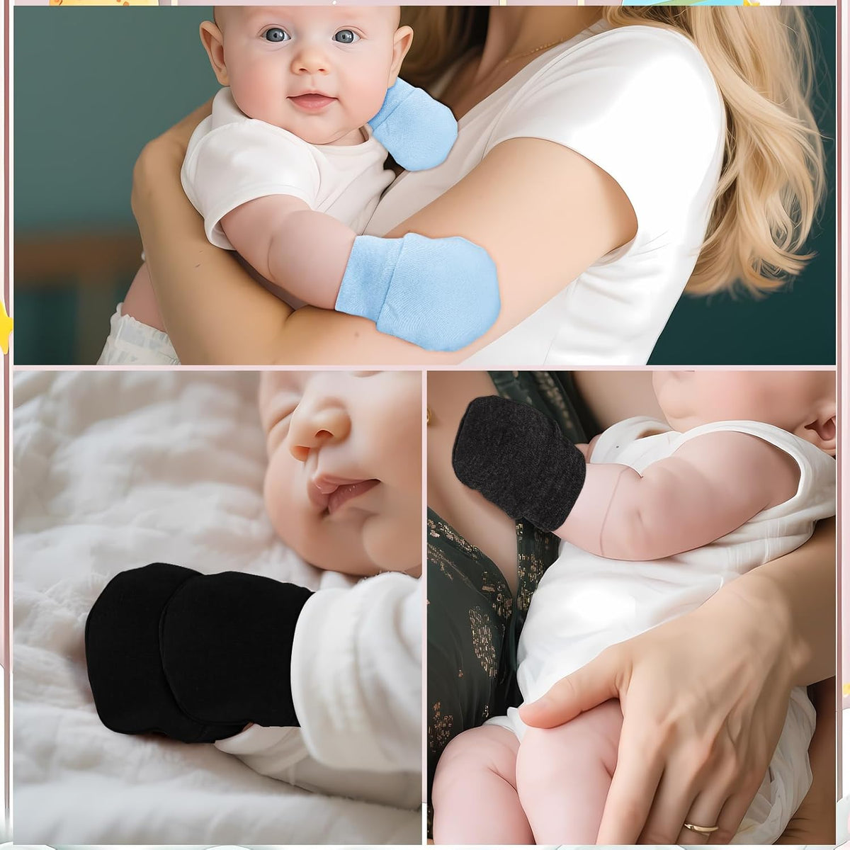 No Scratch Baby Mittens Newborn Infant Toddler Mittens Soft Elastic Wrist Gloves Mitten for 0-6