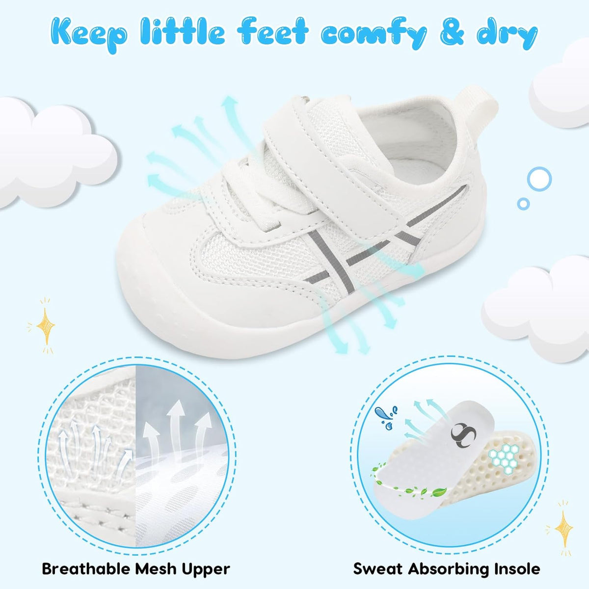 Scurtain Baby Shoes Boy Girl First Walking Shoe Infant Crib Breathable Sneakers Lightweight