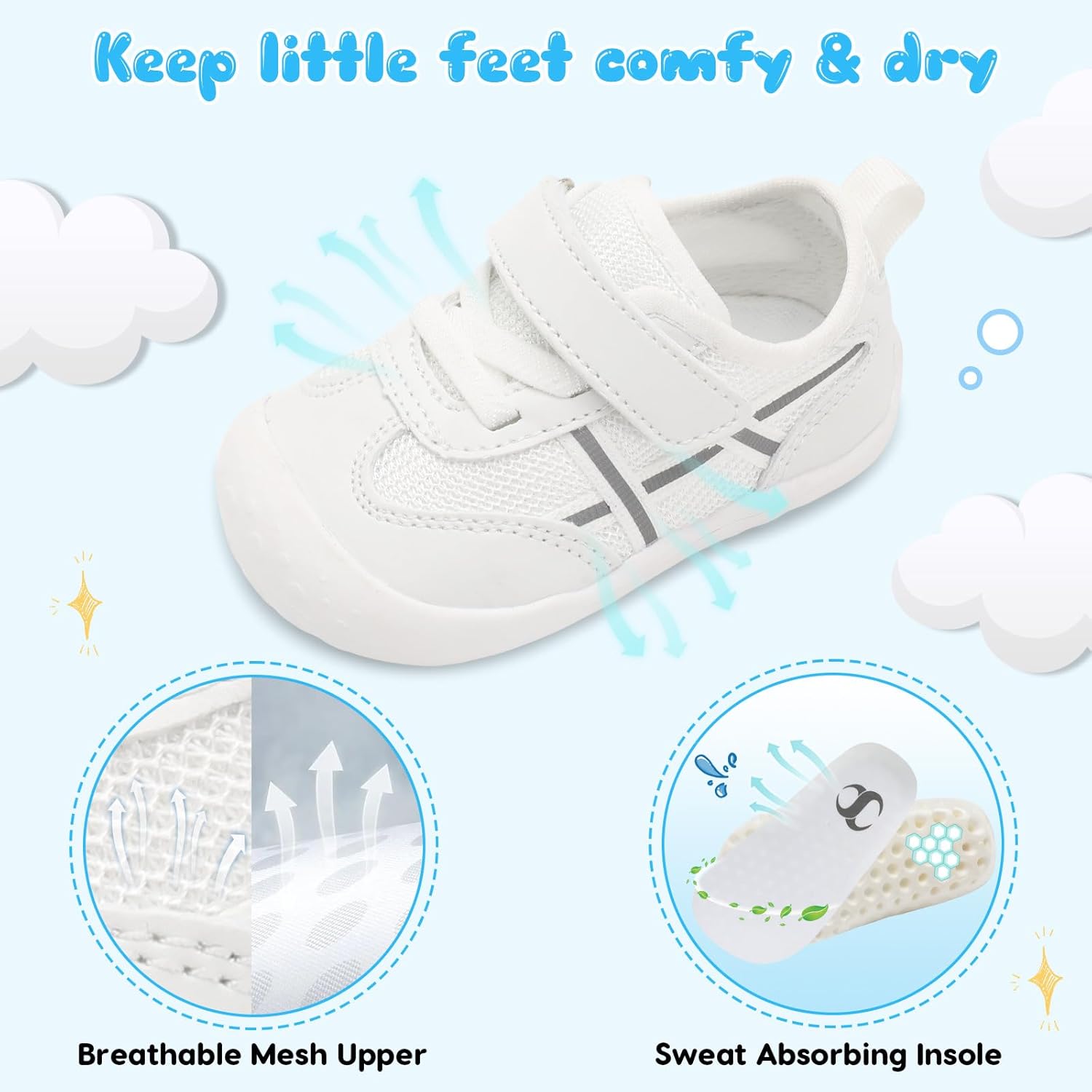 Scurtain Baby Shoes Boy Girl First Walking Shoe Infant Crib Breathable Sneakers Lightweight