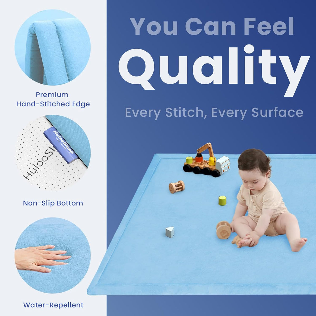 Baby Play Mat for Floor,1.3" Thick Memory foam Tummy Time Mat for