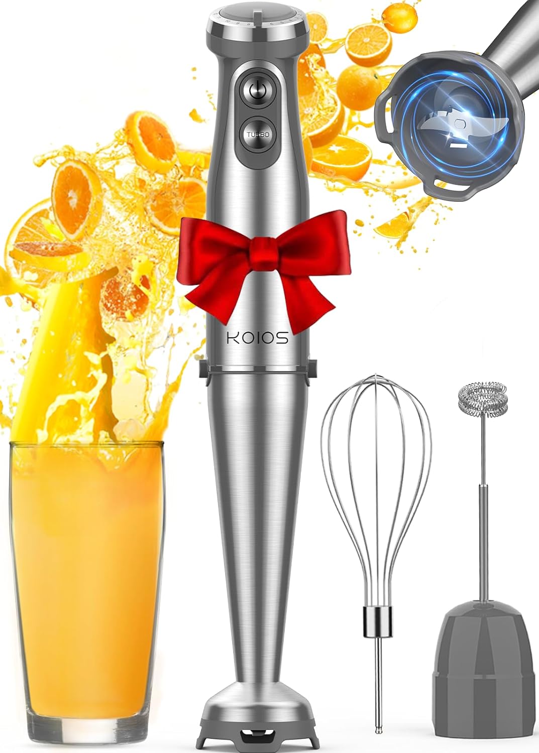 KOIOS Immersion Blender, 1000W Anti-scratch 3-in-1 Hand Blender, Upgraded 12 Speed Stainless Steel