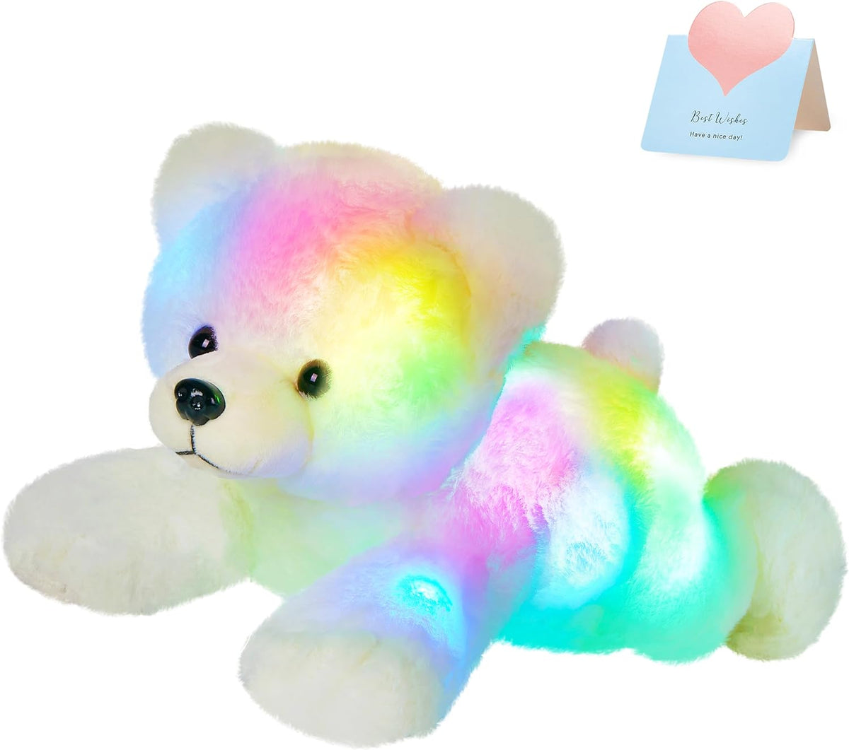 Glow Guards Light up Stuffed Polar Bear LED Soft Plush Toy with Magic Night Lights Glow in The Dark