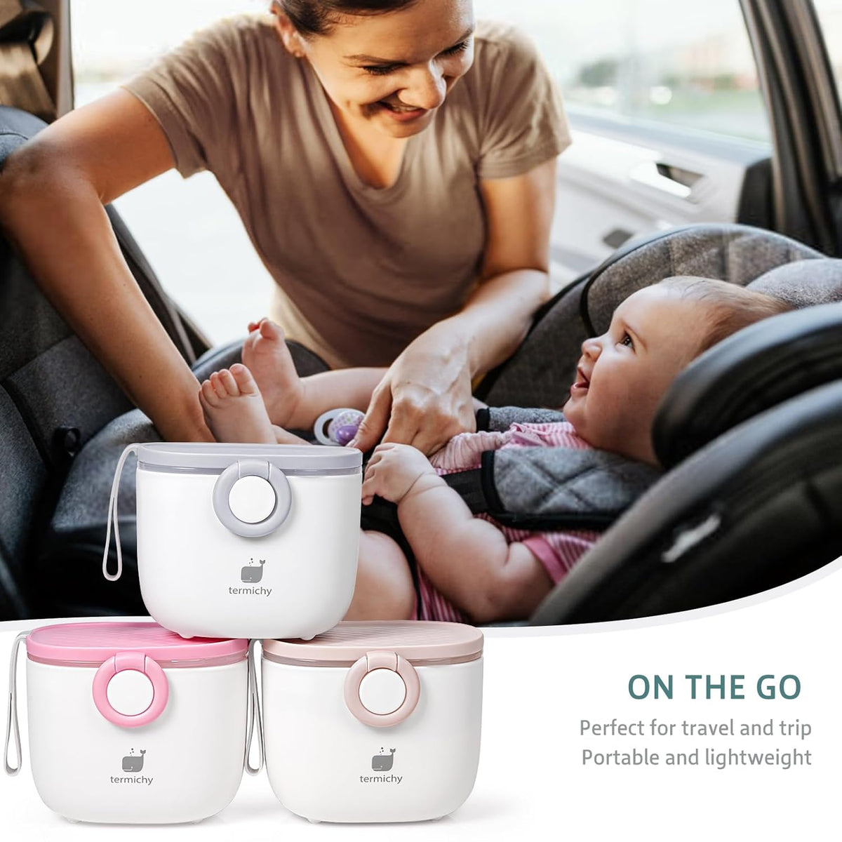 Termichy Baby Formula Dispenser, Portable Formula Dispenser Container with Scoop and Carry Handle