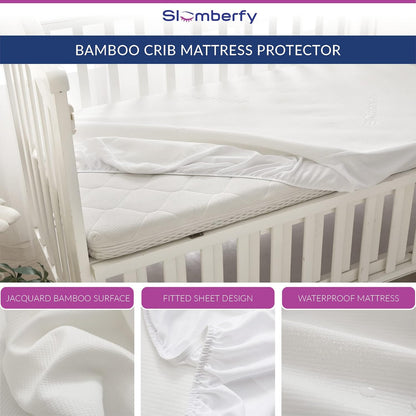 Bamboo Crib Mattress Protector by Slumberfy, Waterproof and Hypoallergenic Mattress Protector for