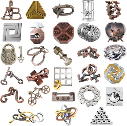 28 pcs IQ Test Puzzle Metal Wire Puzzles Mind Game Educational Toys High Difficulty Brain Teaser