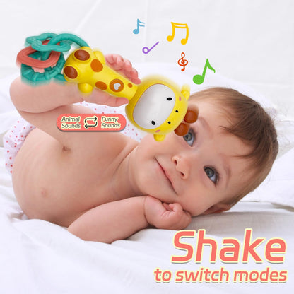 Baby Music Rattle, Teething Toys for Infants 6-12-18 Months Toddlers, Light-Up & Chew Sensory Toys