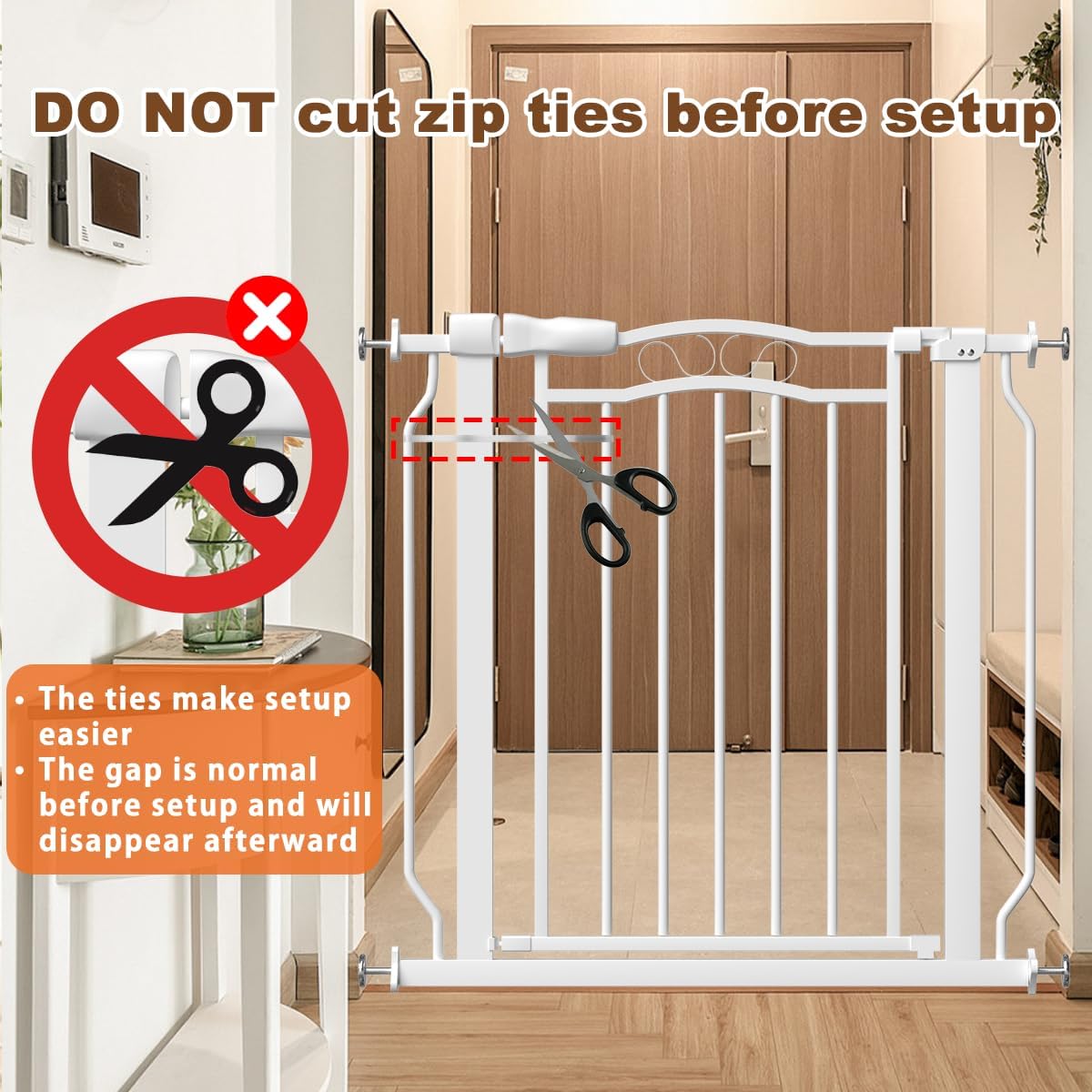 53.1-62.2" Extra Wide Baby Gate for Doorways No Drill, 30" Tall Auto Close Press Mounted Baby Safe