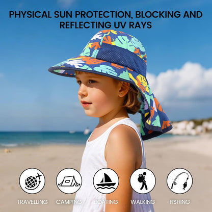 Baby Sun Hat with Neck Flap for Sun Protection Toddler Beach Hat UPF 50+ Outdoors 0-6 Years Boys