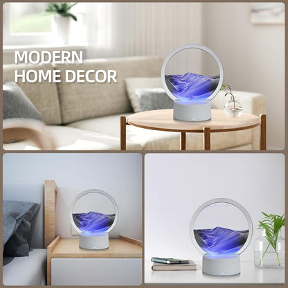 KPNUWN Moving Sand Art Liquid Motion, 3D Deep Sea Sandscape Color Quicksand Decor, Round Glass