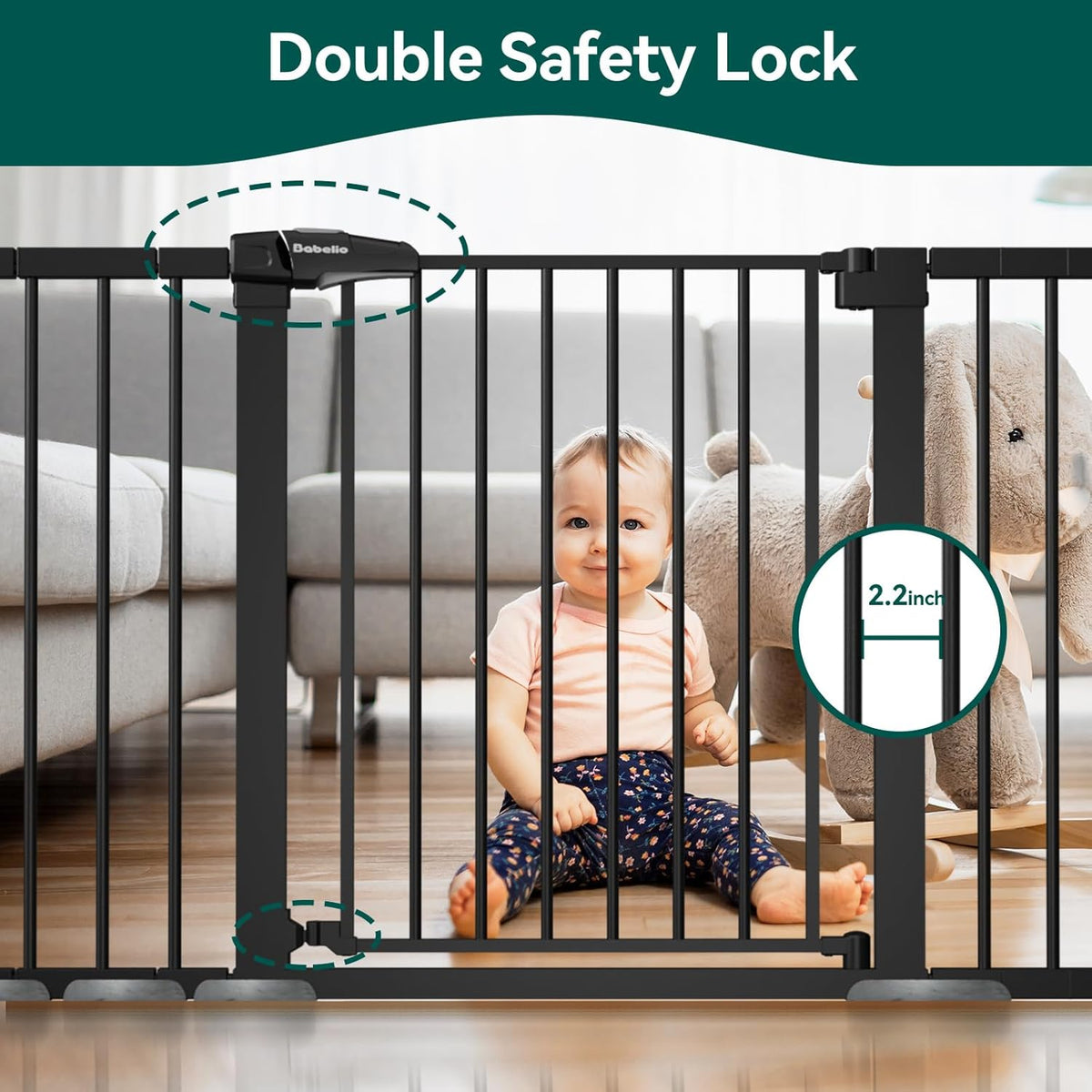 BABELIO 36" Tall Baby Gate, 29-55" Auto Close Pressure Mounted Dog Gate for Doorways & Hallway