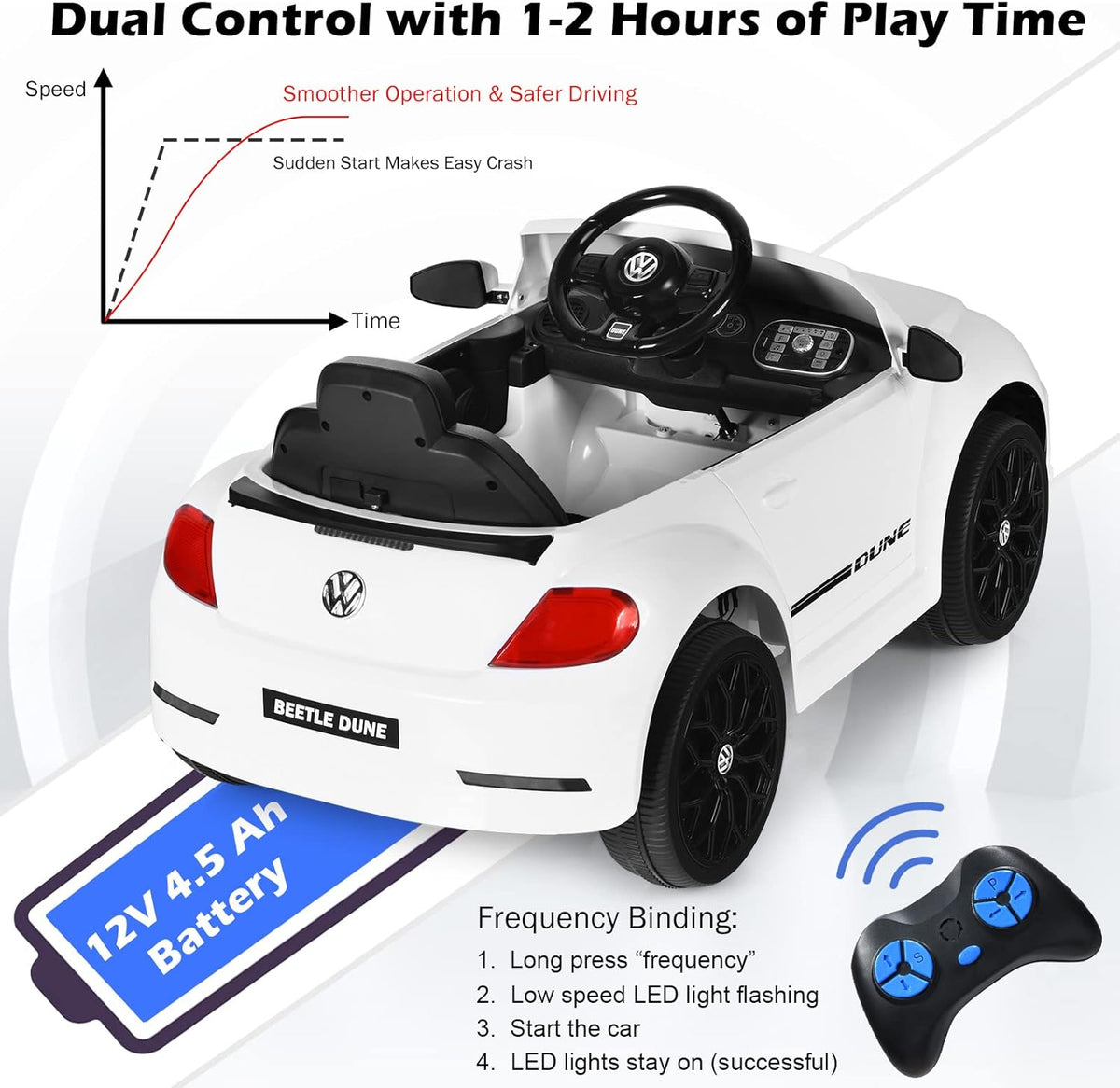 Costzon Ride on Car, 12V Licensed Volkswagen Beetle Battery Powered Vehicle w/Remote Control