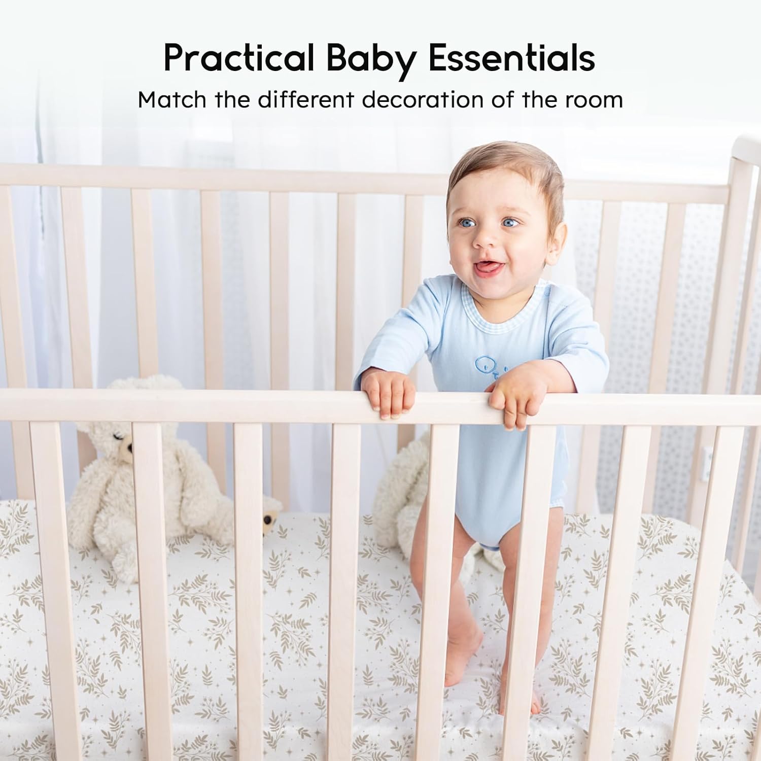 Yoofoss Baby Crib Sheets for Boys Girls, Fitted Crib Sheet 2 Pack for Standard Crib and Toddler
