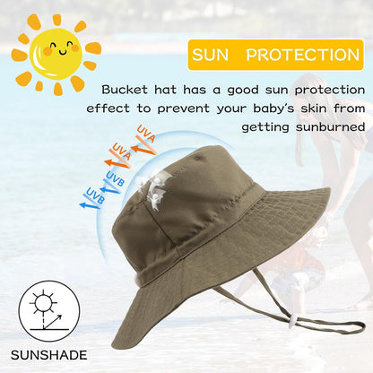 Peecabe Summer Baby Sun Hat for Boys Girls UPF 50+ Wide Brim Toddle Bucket Hat Adjustable Baby