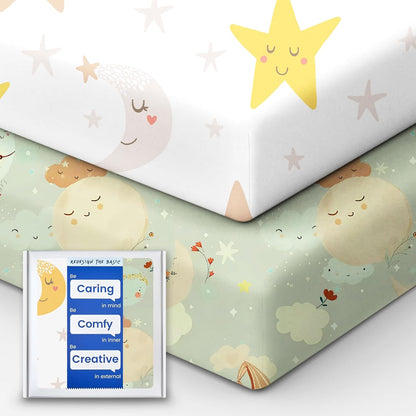Space Crib Fitted Sheet, Super Stretchy Jersey Star Crib Sheets, Buttery Soft Boy Crib Mattress