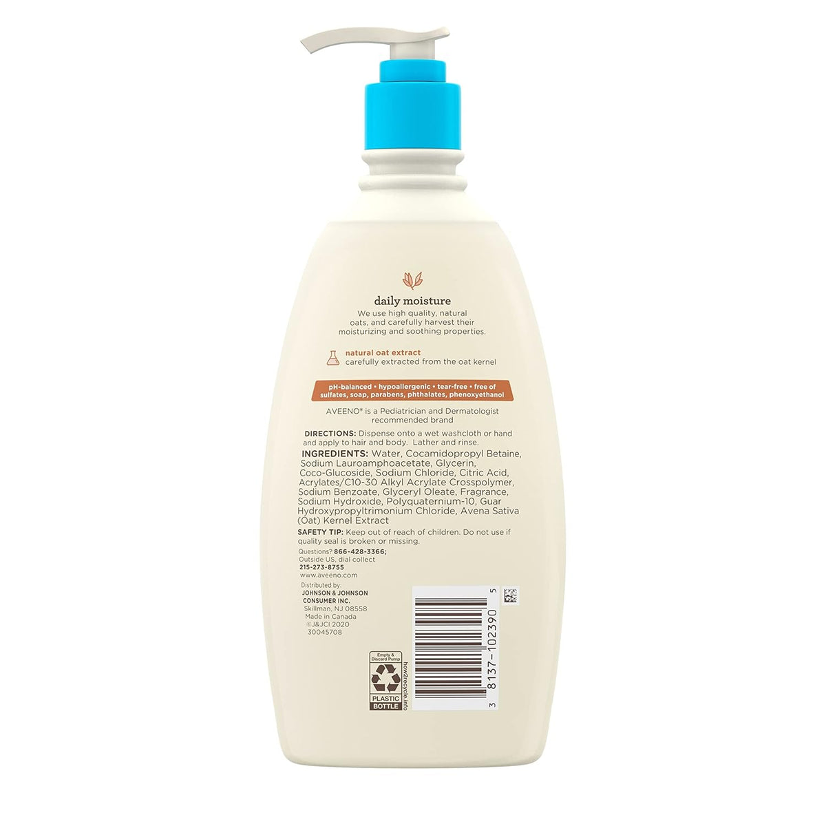 Aveeno Baby Gentle Body Wash & Shampoo with Natural Oat Extract, Tear-Free, Paraben-Free &