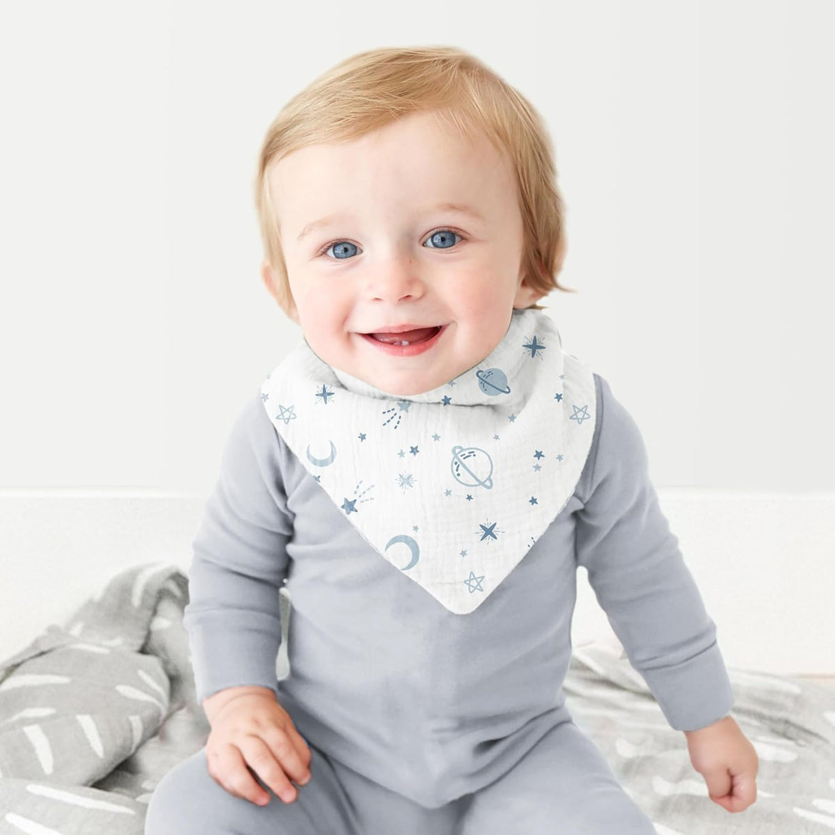 Konssy Muslin Baby Bibs 10 Pack Baby Bandana Drool Bibs 100% Cotton for Unisex Boys and Girls, Soft