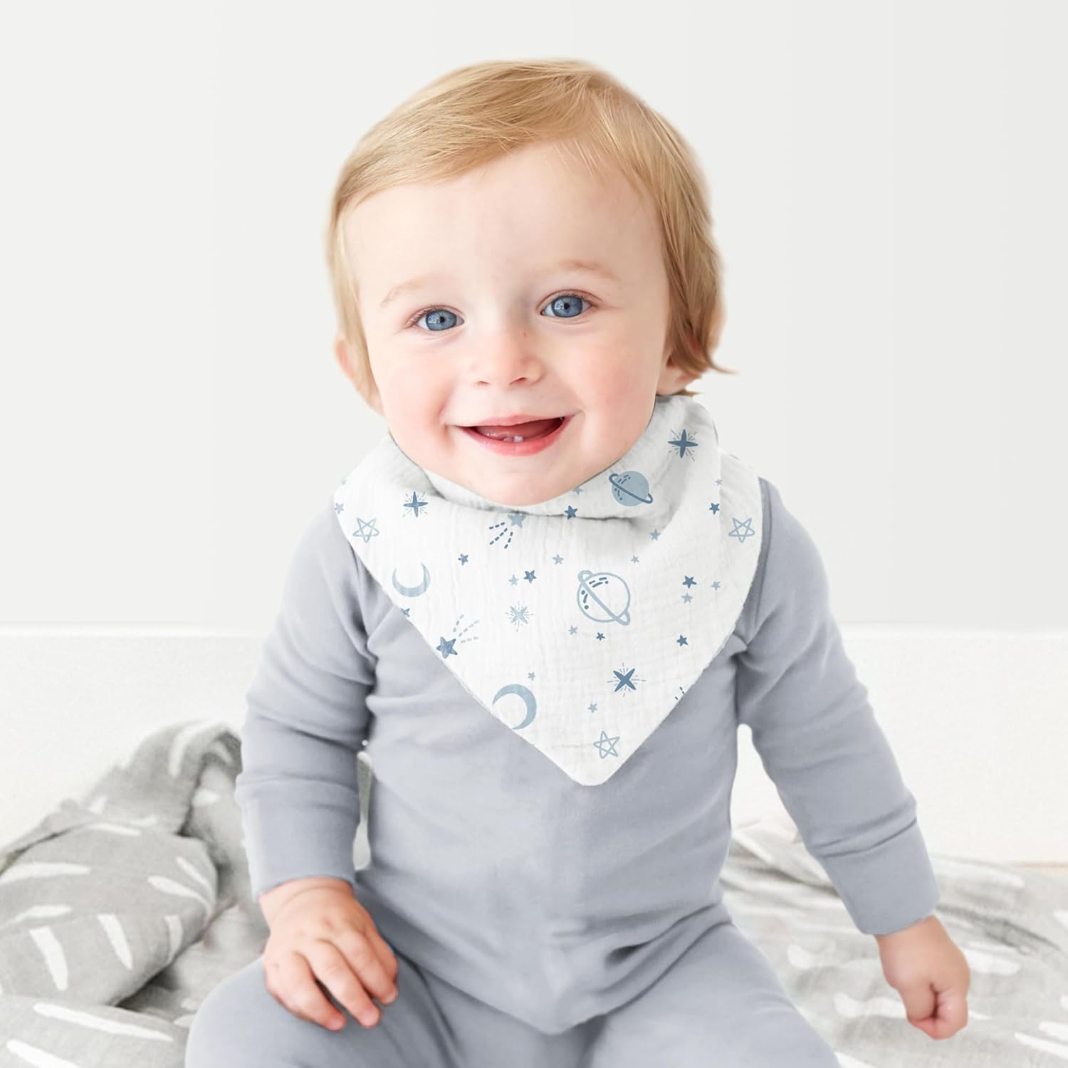 Konssy Muslin Baby Bibs 10 Pack Baby Bandana Drool Bibs 100% Cotton for Unisex Boys and Girls, Soft