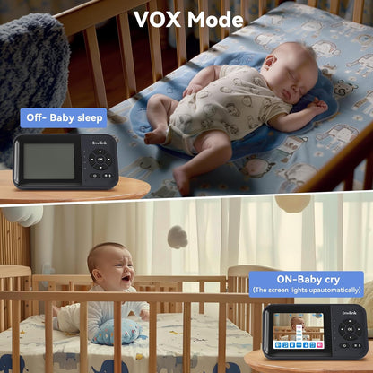 Baby Monitor with Camera and Audio, Video Baby Monitor WiFi Night Vision, 2.8" LCD Screen Baby