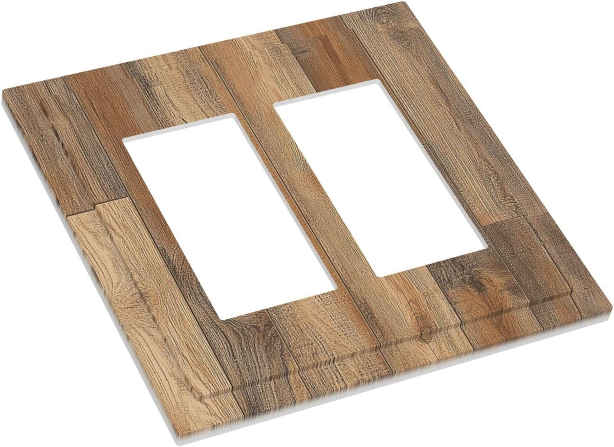 Decorative Outlet Covers Retro Rustic Brown Wood Grain 2 Gang Double Gfci Rocker Electrical Wall