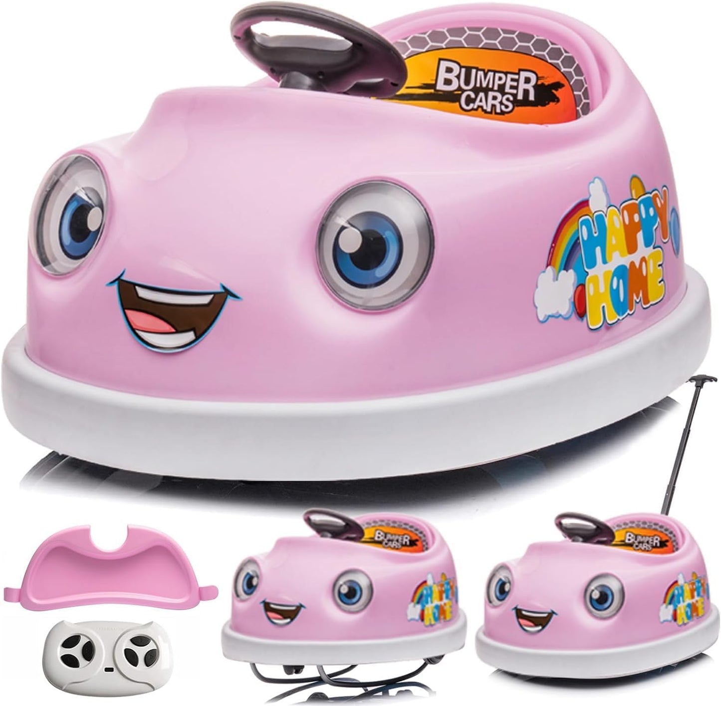12V Dual Battery Electric Ride on Kids Bumper Car w/Remote Control,360 Degree Spin,Push Rod Rocker