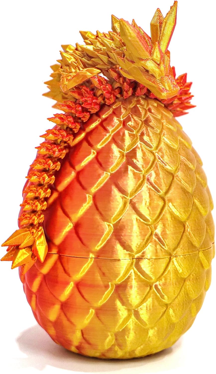 Dragon Egg - 3D Printed Egg with Flexible Pearly Sheen Dragon Inside, 3D Printed Surprise Gift