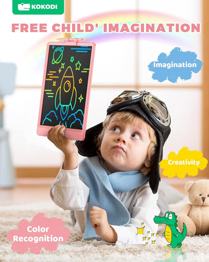 KOKODI LCD Writing Tablet, Valentines Day Gifts for Kids,10 Inch Colorful Toddler Doodle Board