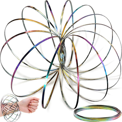 Jishi Flow Ring Magic Bracelet Fidget Arm Spinner Toy - Stainless Steel Metal Spiral Spinning Rings