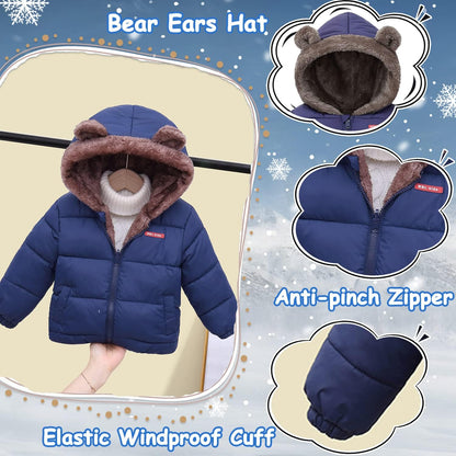 Fairy Baby Infant Baby Winter Coat Cute Teddy Bear Hooded Jacket Warm Fleece Outerwear Windproof