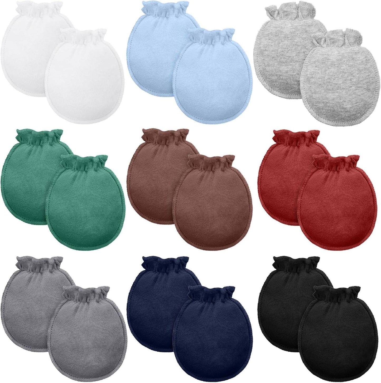 9 Pairs Newborn Baby Boys Girls Mittens 0-6 Months Infant Toddler Mittens No Scratch Solid Color