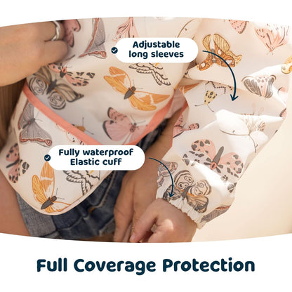 Tiny Twinkle Mess Proof Baby Bib,Waterproof Smock Baby Bib for Eating,Machine Washable Long Sleeve