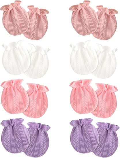 BQUBO Newborn Infant Toddler Mittens No Scratch Cotton Elastic Wrist Gloves Hypoallergenic for 0-6