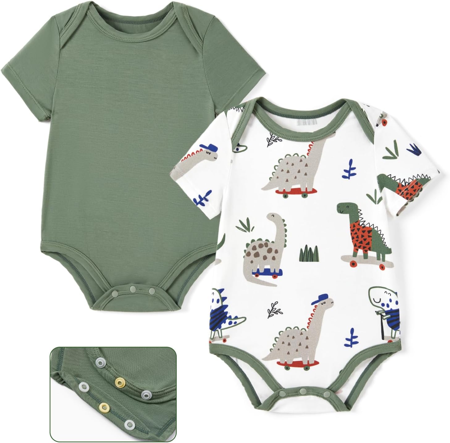 PATPAT Baby Bodysuits Supersoft Bamboo Viscose - Short Sleeve Boys and Girls - Newborn Infant