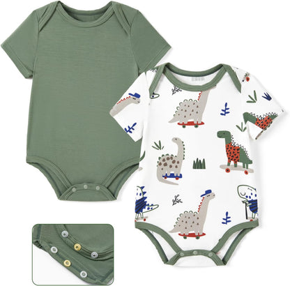 PATPAT Baby Bodysuits Supersoft Bamboo Viscose - Short Sleeve Boys and Girls - Newborn Infant