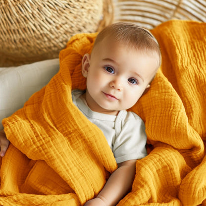 EMME Muslin Baby Blankets 100% Cotton 4-Layer Swaddle 40"x50" Lightweight Soft Breathable for